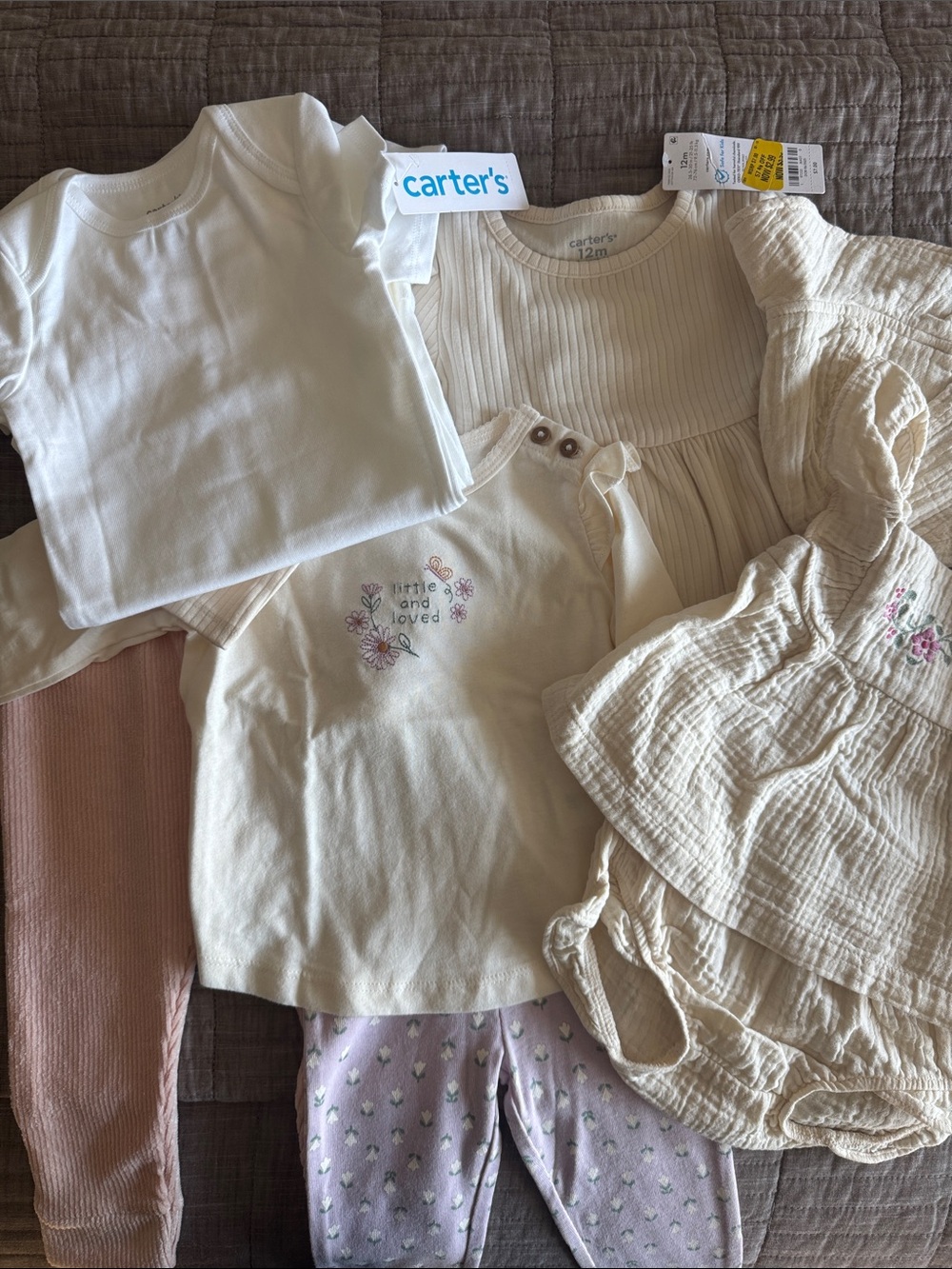 Carter's Neutral Baby Outfit Set in Cream, White, Pink & Lavender